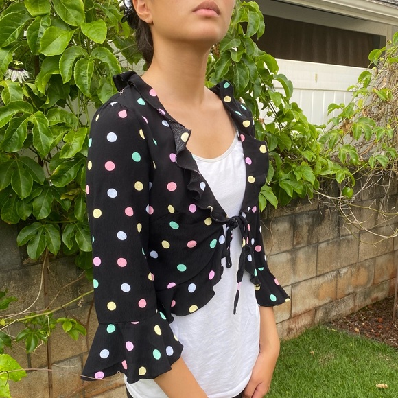 Forever 21 Polka Dot Cropped Top with Tie - Picture 1 of 5